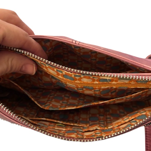 HOBO leather crossbody handbag pale to medium pink, silver hardware - Picture 6 of 11